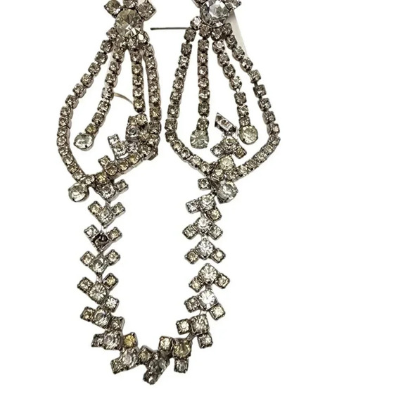 Vintage Jewelry - Vintage NWT 60s-70s Clear Rhinestone Necklace Bracelet Earrings Set Silver Tone